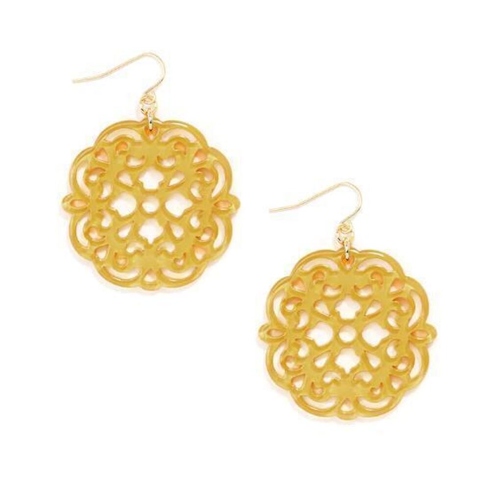 Zenzii Drop Earrings with resin drop in Allure Cut-out design - Honey